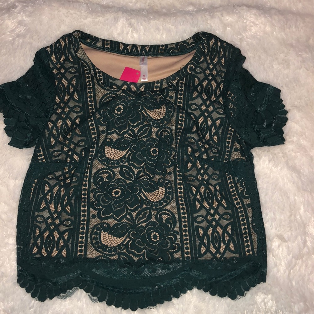 Forest Green Lace Crop top